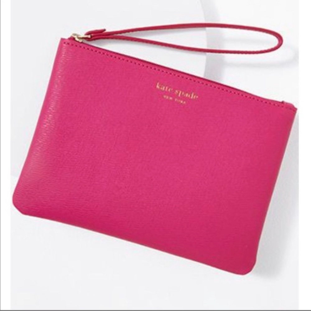 Kate Spade Keaton Pouch Wristlet in Dark Magenta Crush NWT